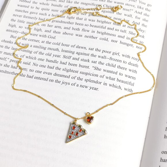 NEW KATE SPADE Pizza My Heart Gold Multicolor Pendant Necklace - Picture 2 of 3